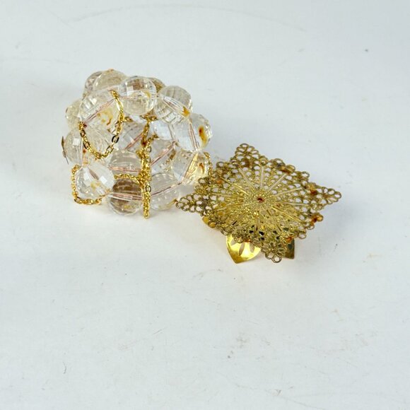 Crystal Glass 2 Christmas Trees With Gold Accents & Floral Details Elegant Holid - Picture 6 of 9